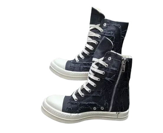 Ripped Denim Rick Owens Ramones Shoes
